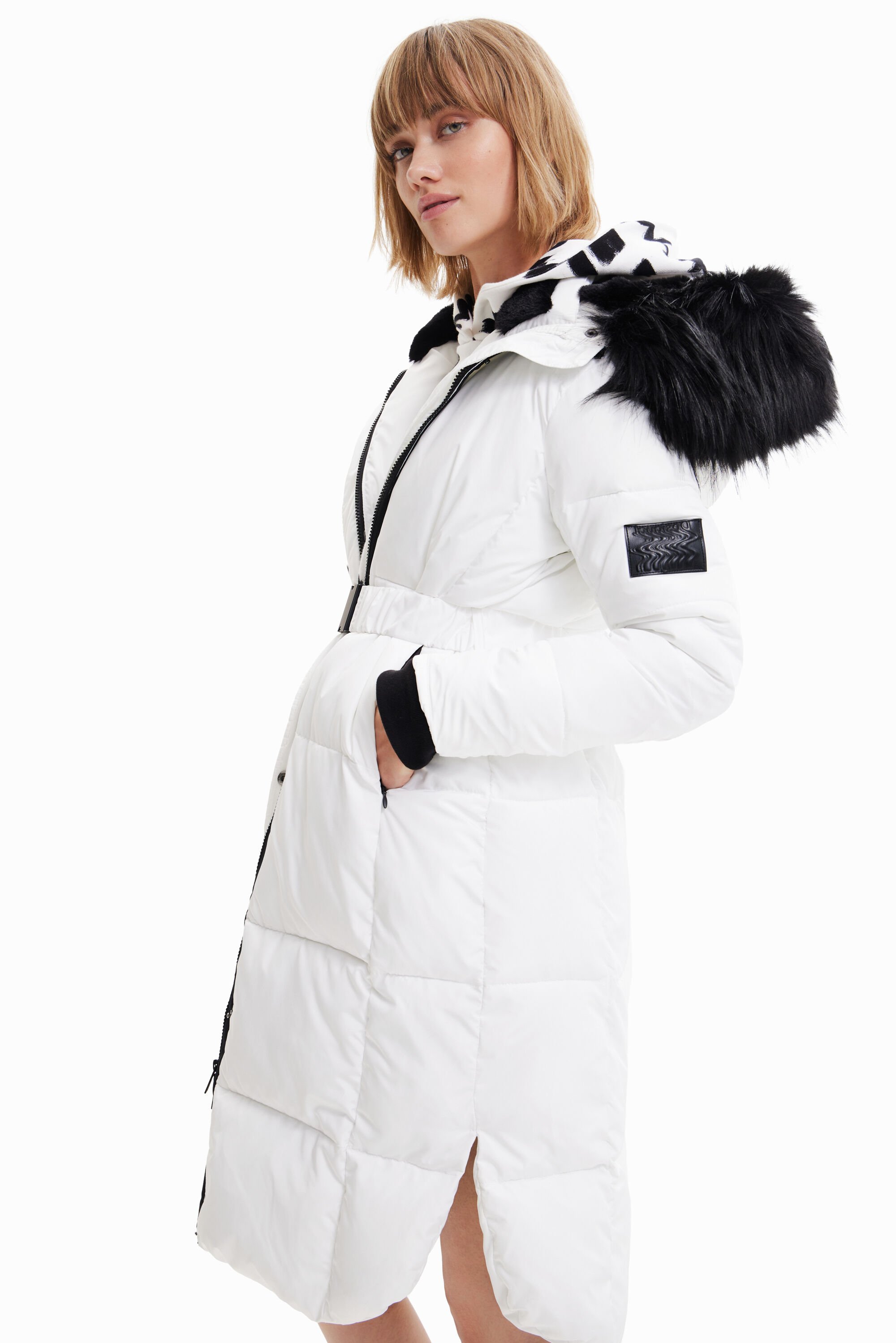 Long padded coat with belt Desigual