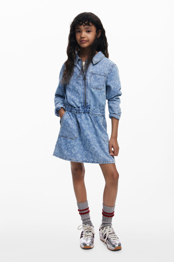 Mini-Jeanskleid mit Print