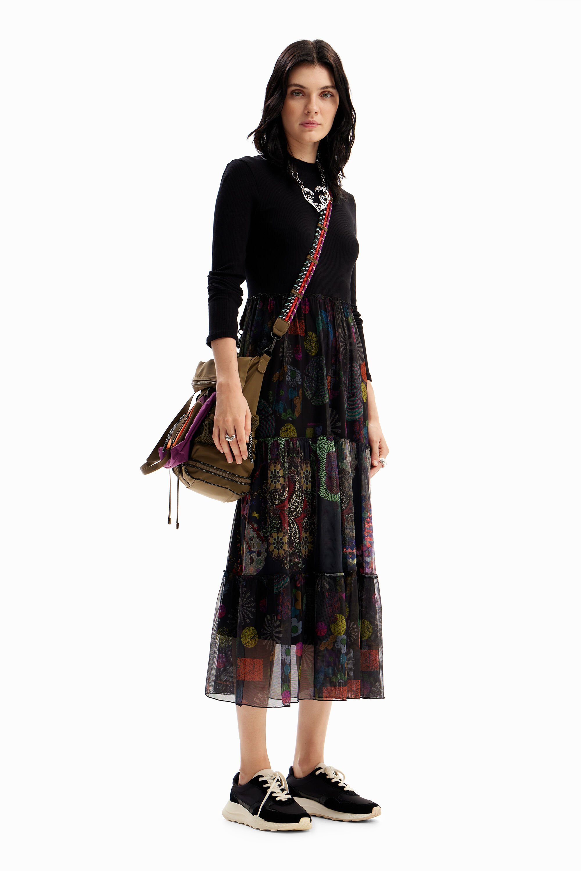 Desigual Abito midi floreale misto