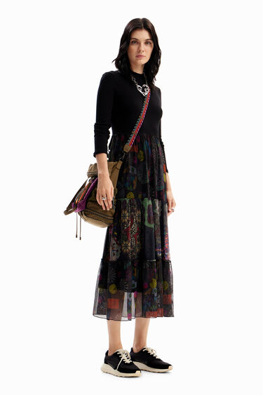 Vestit combinat midi flors de dona I Desigual.com | Desigual