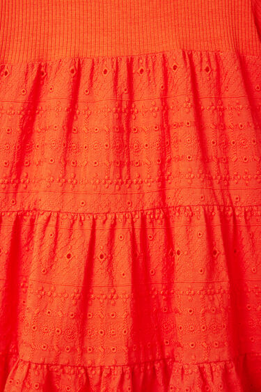 Vestido combinado bordado suizo | Desigual