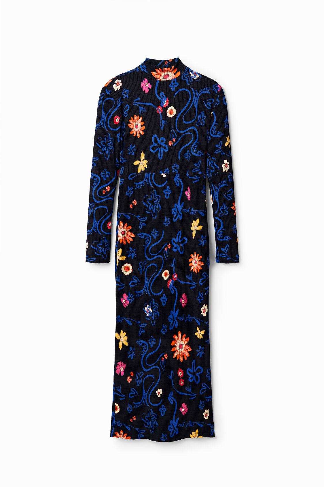 Desigual Vestido midi de punto floral para mujer