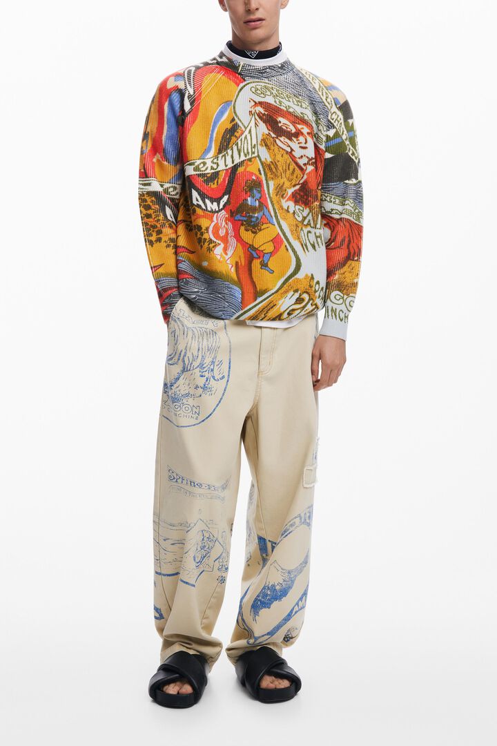 Ethnic print sweater