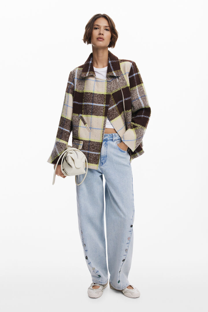 Manteau court croisé à carreaux | Desigual