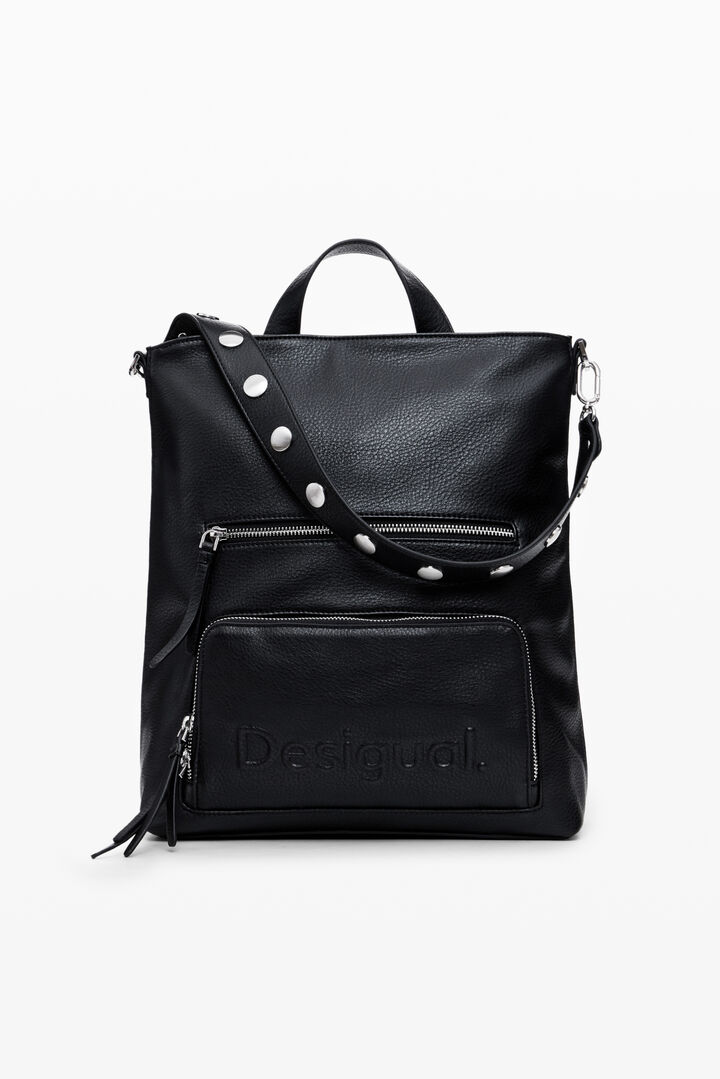Mochila logo efecto piel mediana