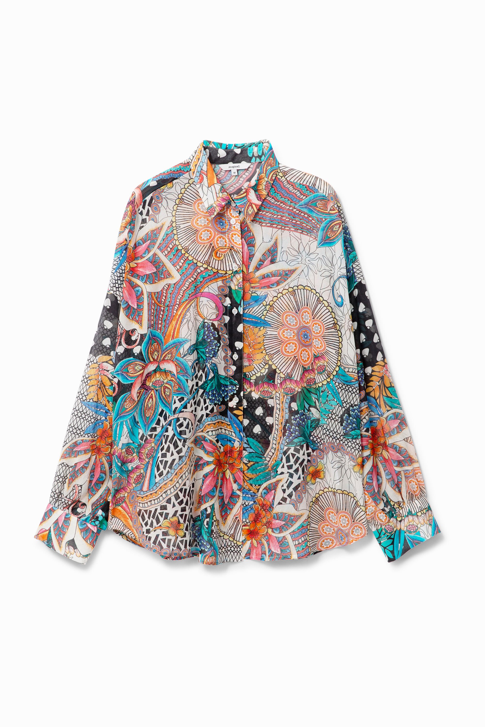 Blumige Boho-Bluse mit Puffärmeln