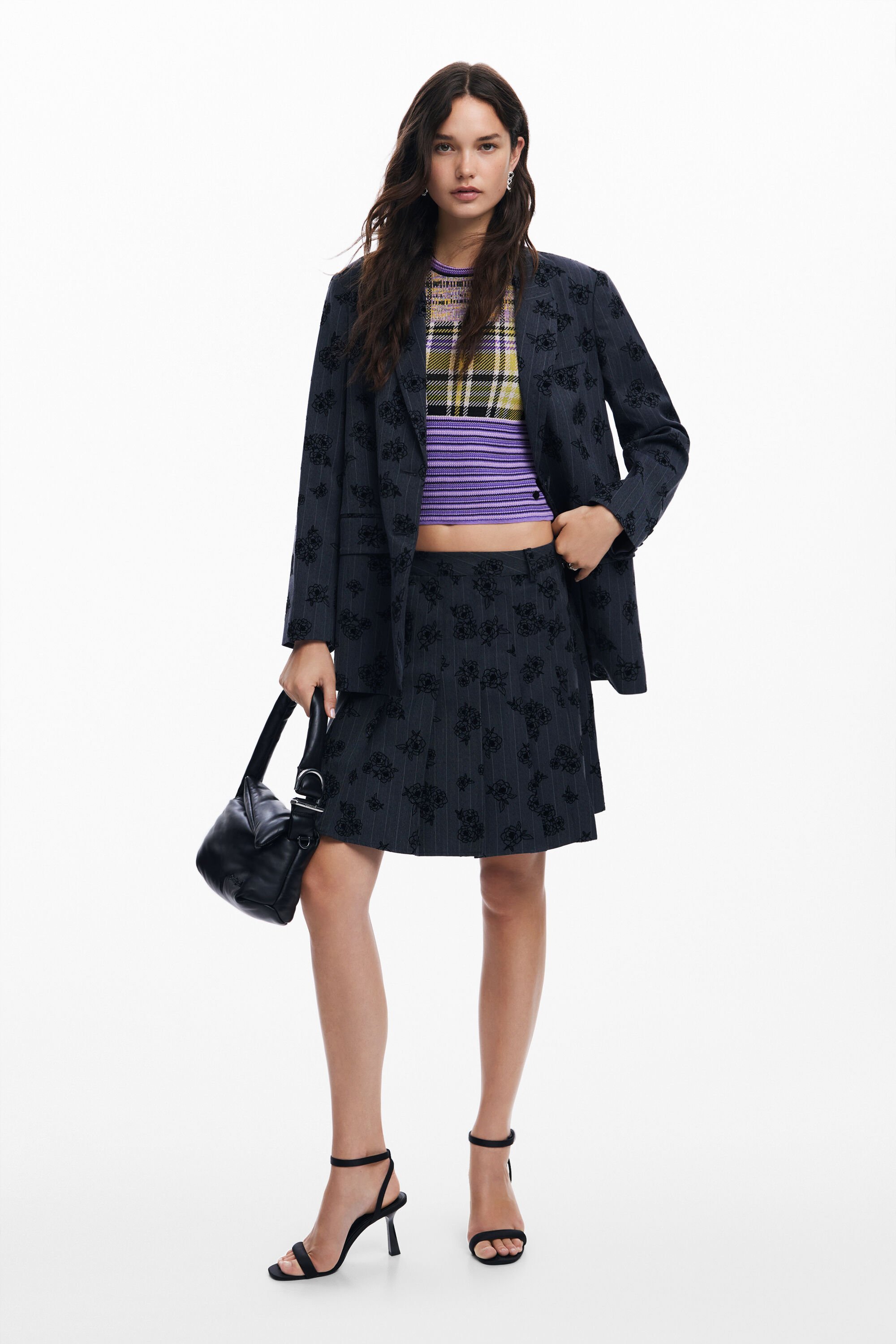 Jupe plissee avec broderies pour femme I Desigual