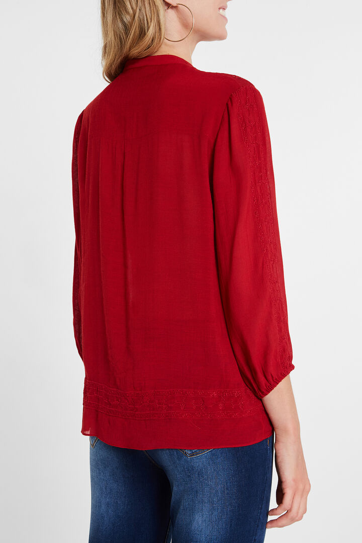 Blusa manga 3/4 cuello pico | Desigual