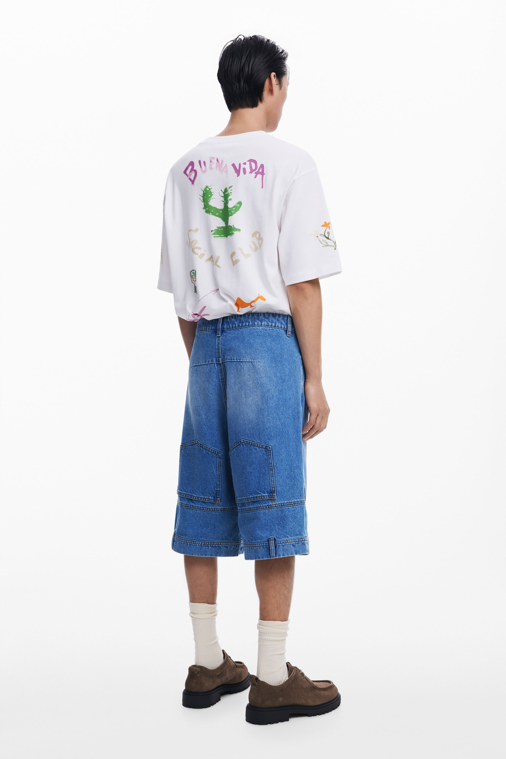 Desigual Upcycling Denim Bermuda Shorts In Blue