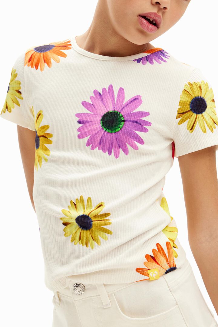 Ribbed daisy T-shirt | Desigual