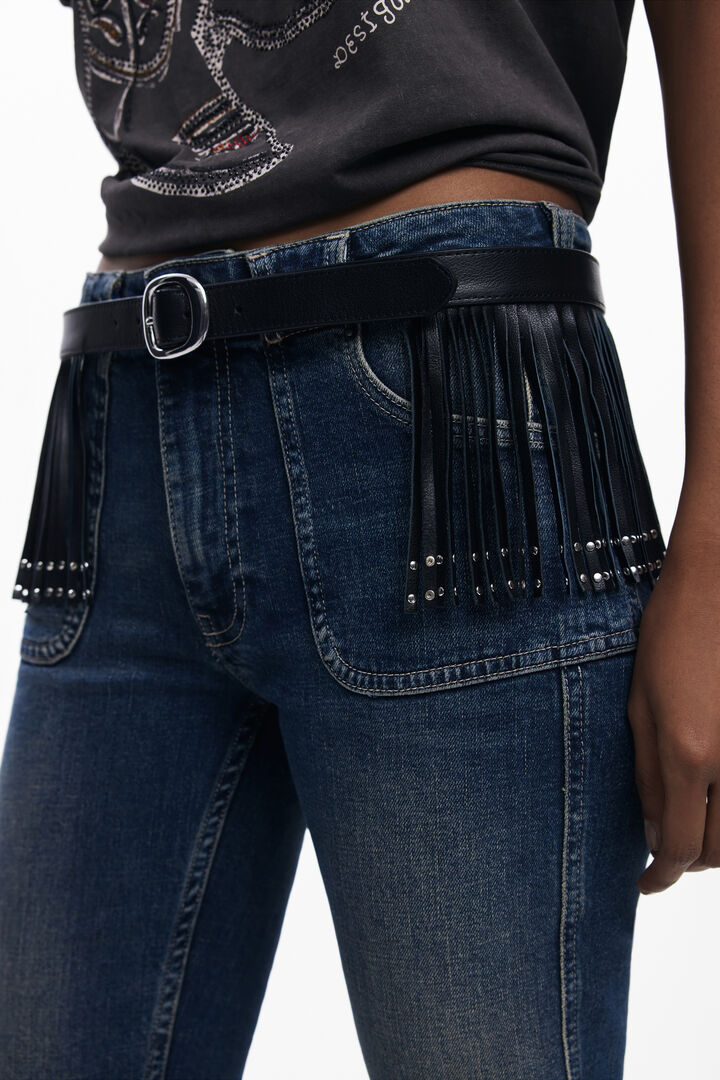 Faux leather fringe belt | Desigual