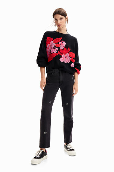 Embroidered floral pullover | Desigual