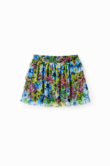 Minifalda tul volantes floral | Desigual