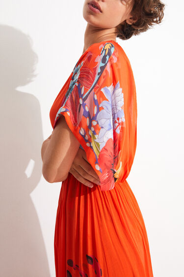 Duurzame maxi-jurk met koraal | Desigual