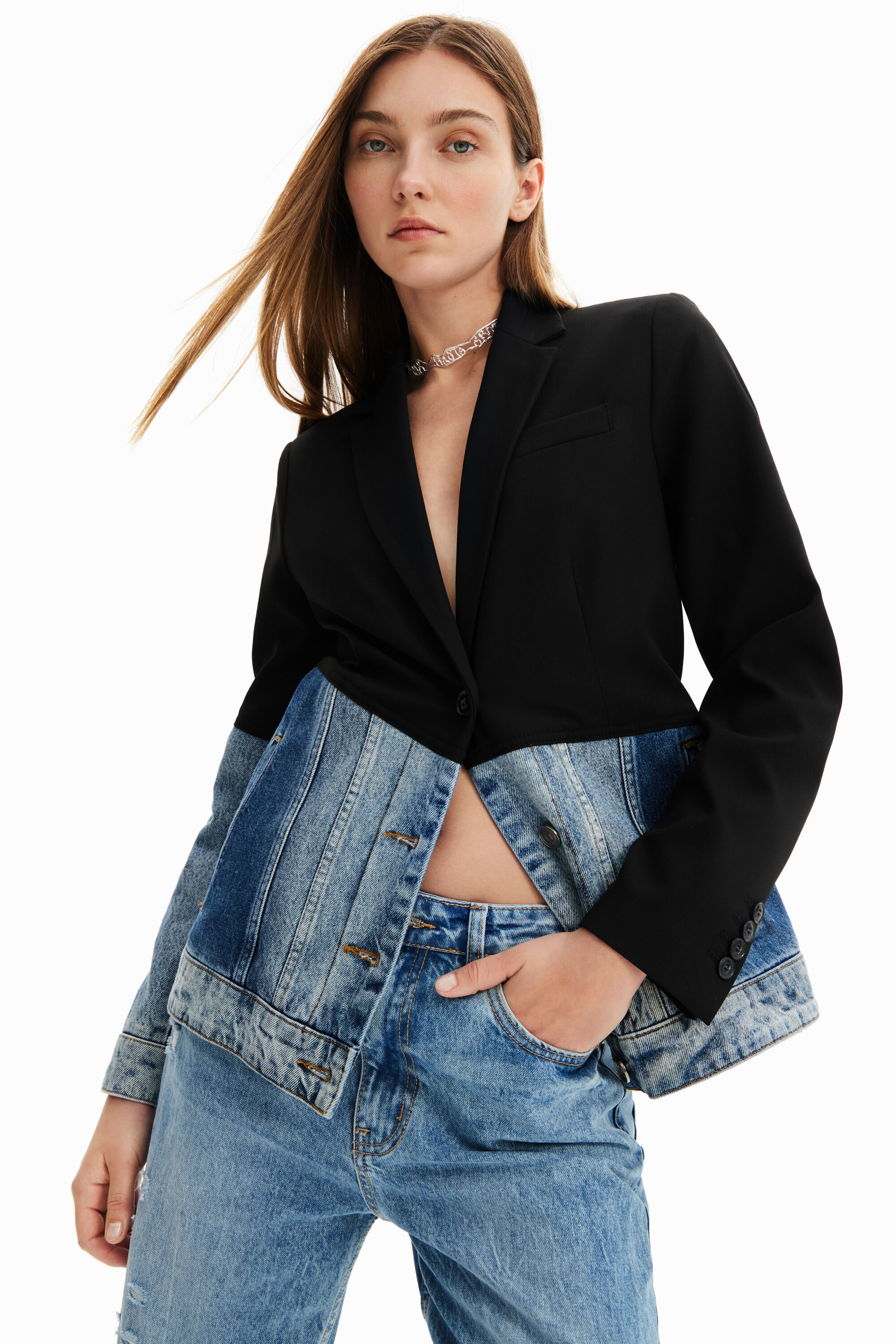 Blazer bi matière femme deals