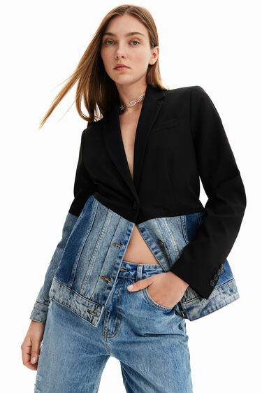 Slim hybrid bimaterial blazer | Desigual