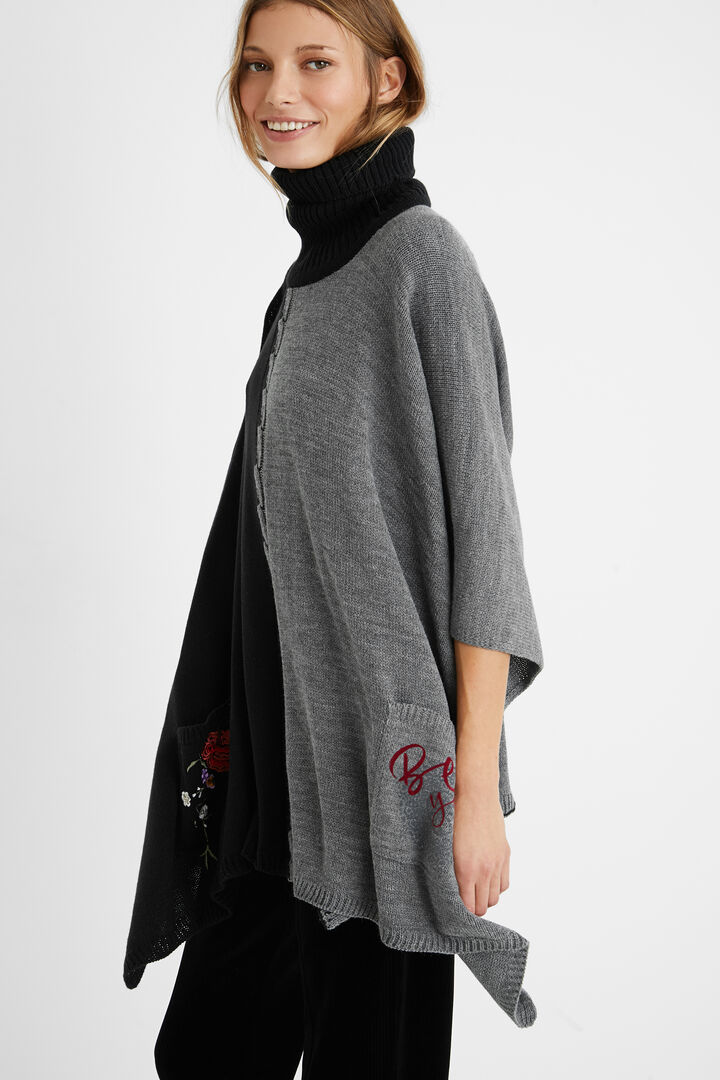 High neck bicolour poncho | Desigual