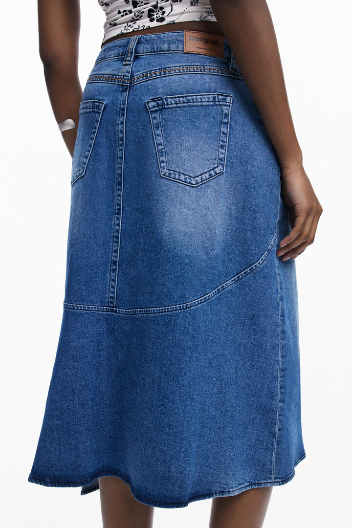 Asymmetrische midi spijkerrok | Desigual