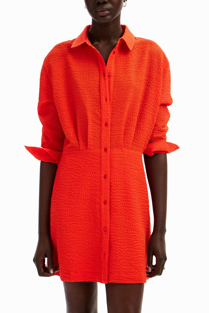 Short textured shirt dress | Desigual