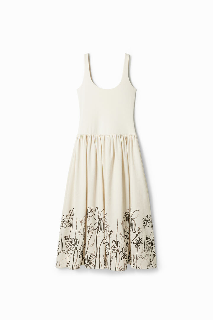 Robe midi &eacute;vas&eacute;e &agrave; fleurs | Desigual