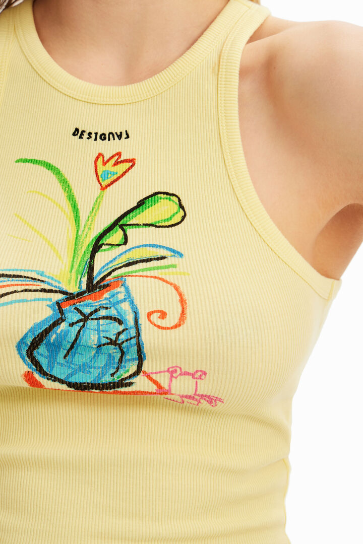Camiseta slim canalé ilustración | Desigual