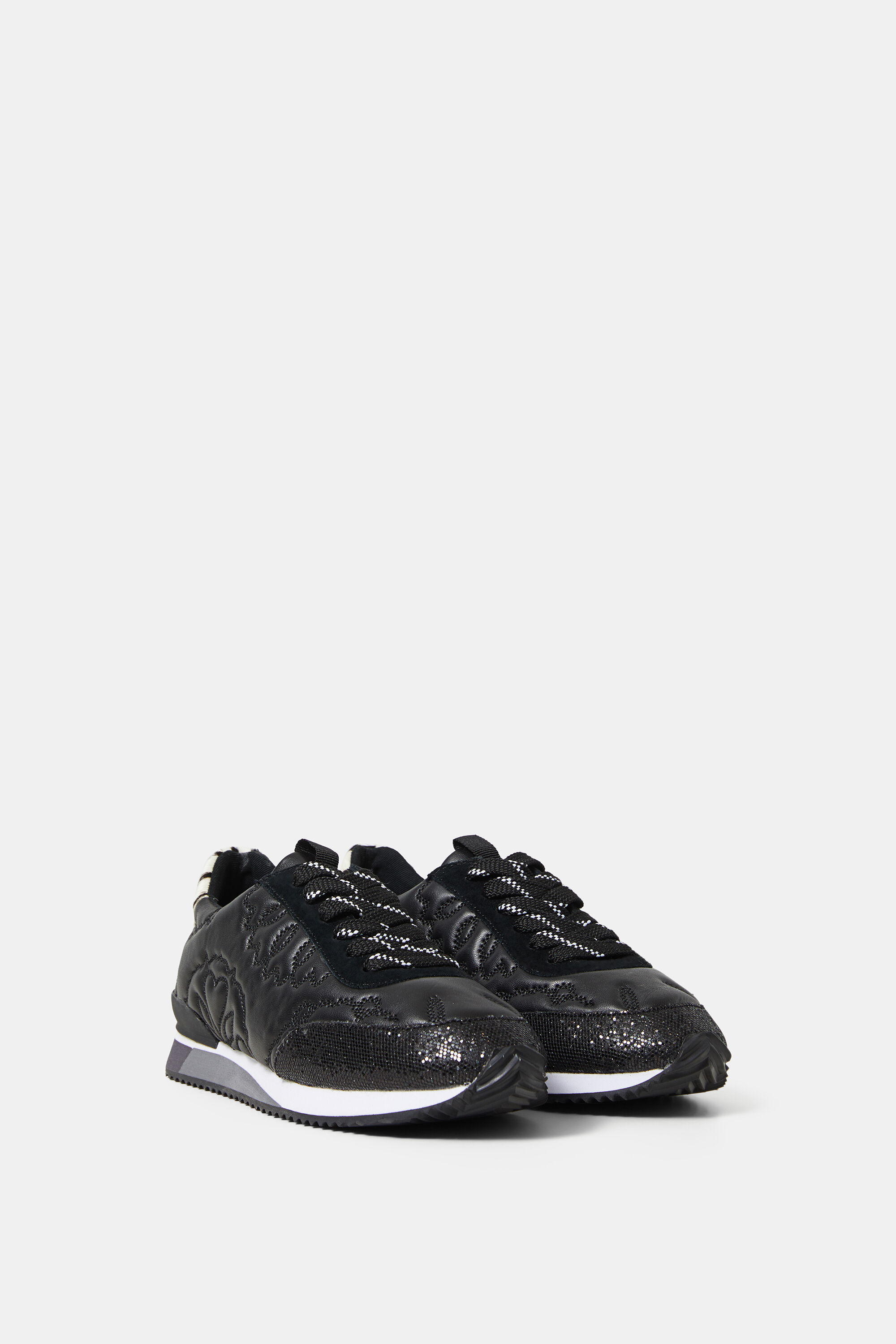 Shop Desigual Synthetic Leather Running Sneakers Embossed In Black