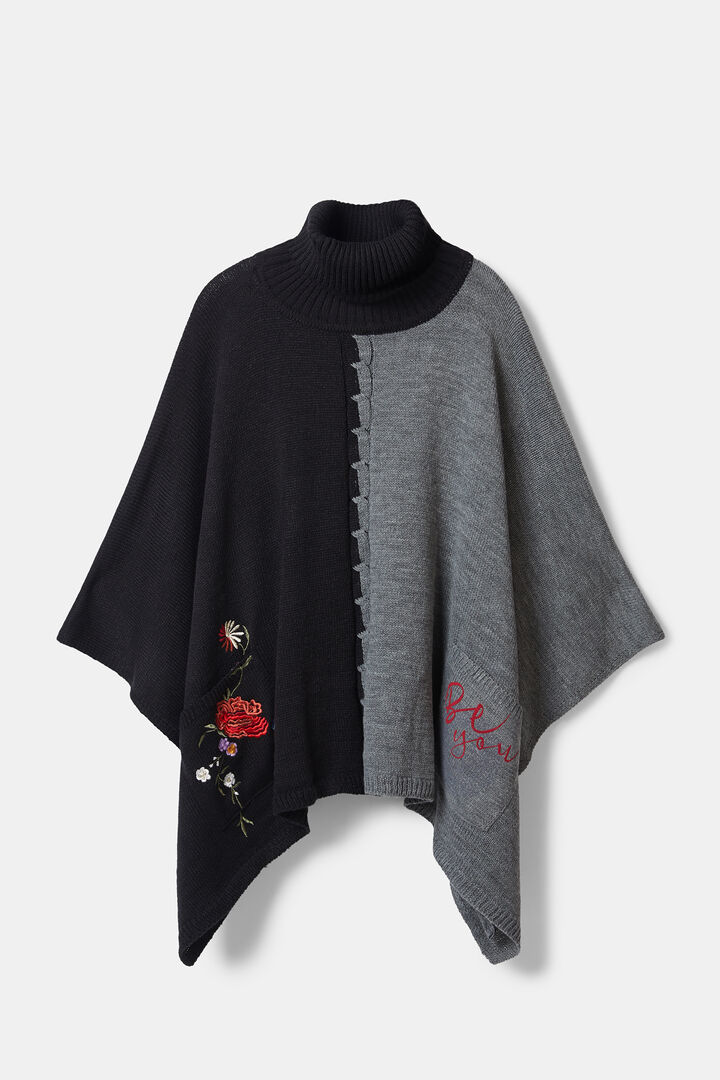 High neck bicolour poncho | Desigual