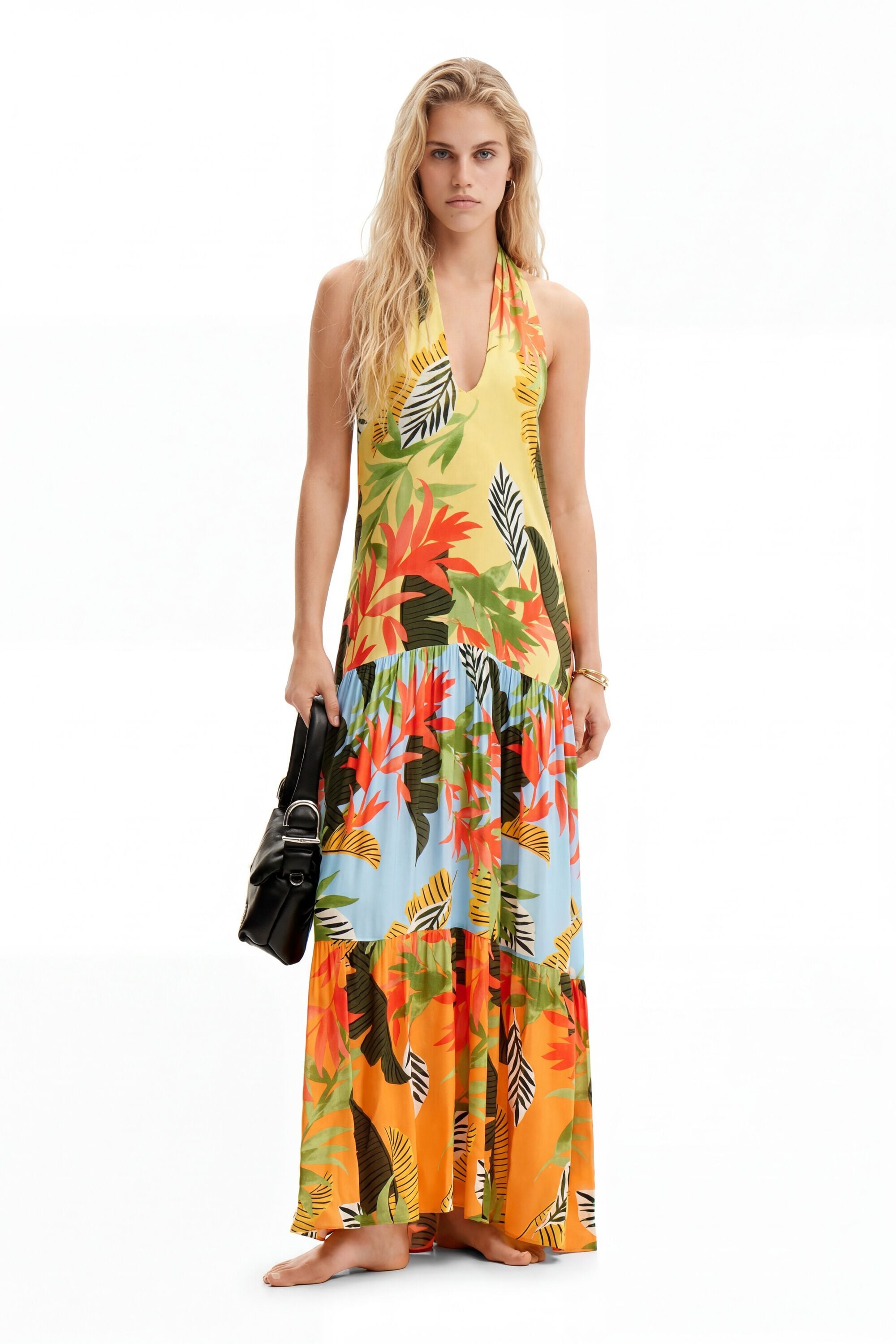 desigual maxi dress Desigual flower-print Strapless Maxi Dress | White