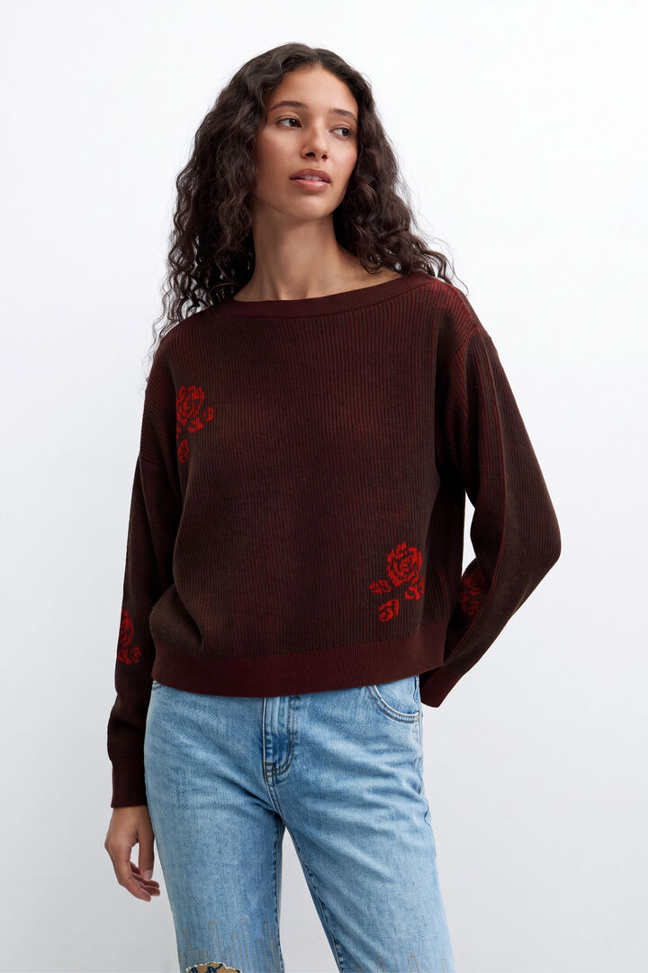 pull en maille fine &agrave; fleurs