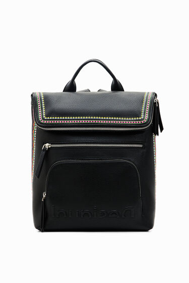Midsize embroidered-flap backpack | Desigual