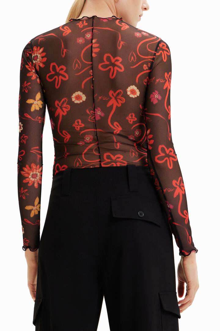 Tüll fodros body virágos mintával | Desigual