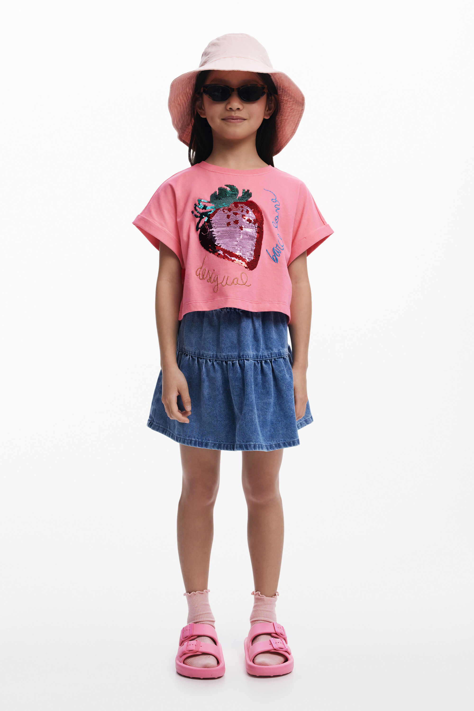 Cherry denim miniskirt