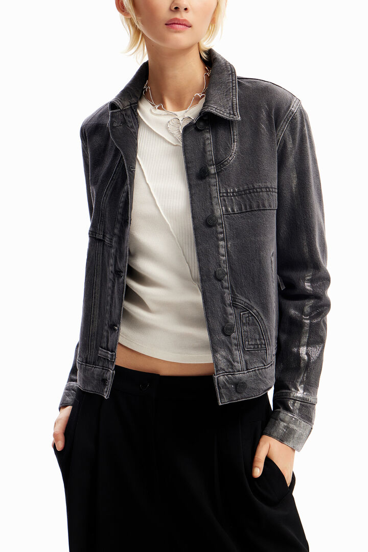 Metallic denim trucker jacket | Desigual