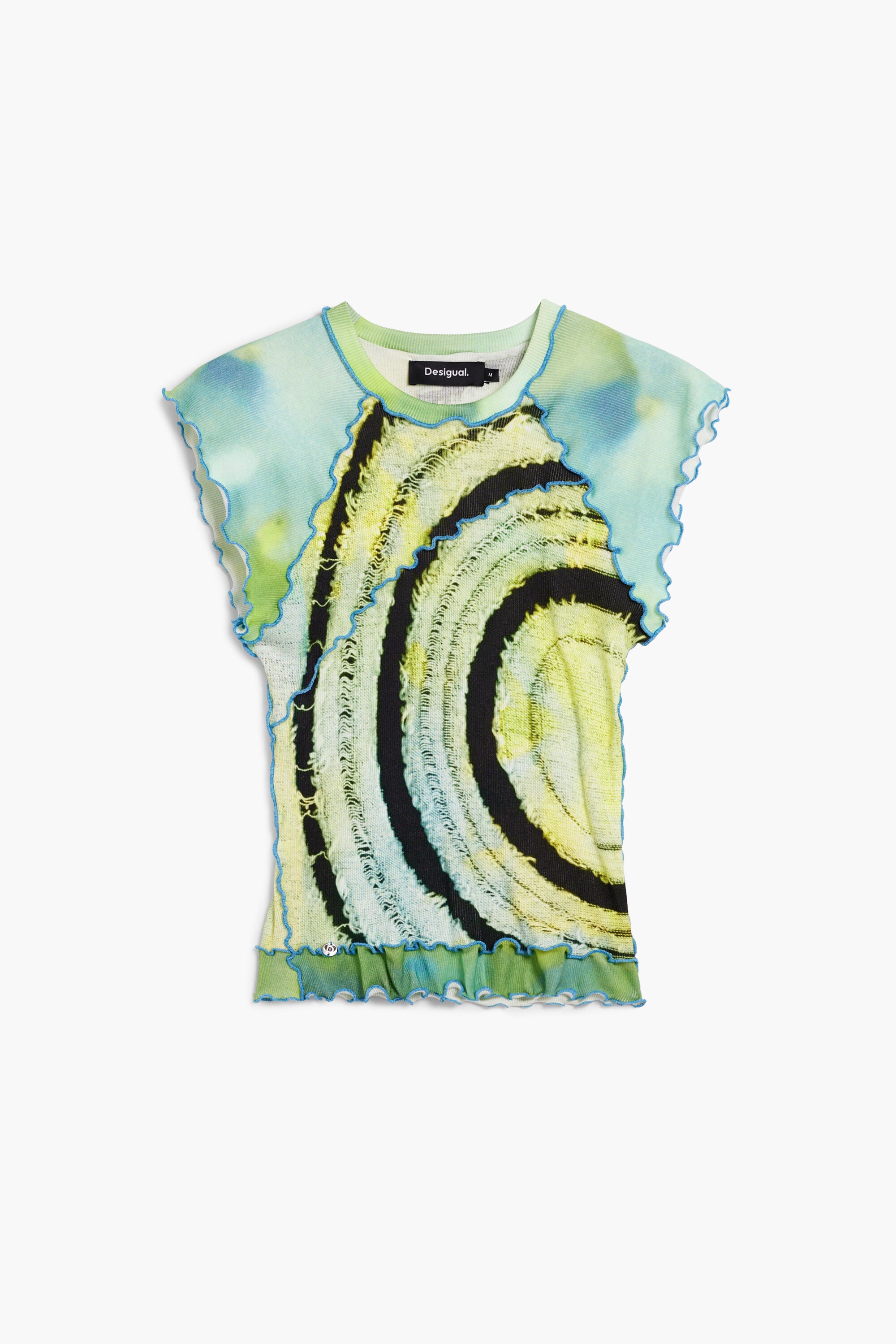 Desigual, Camiseta manga corta circulos, Viscosa, Verde