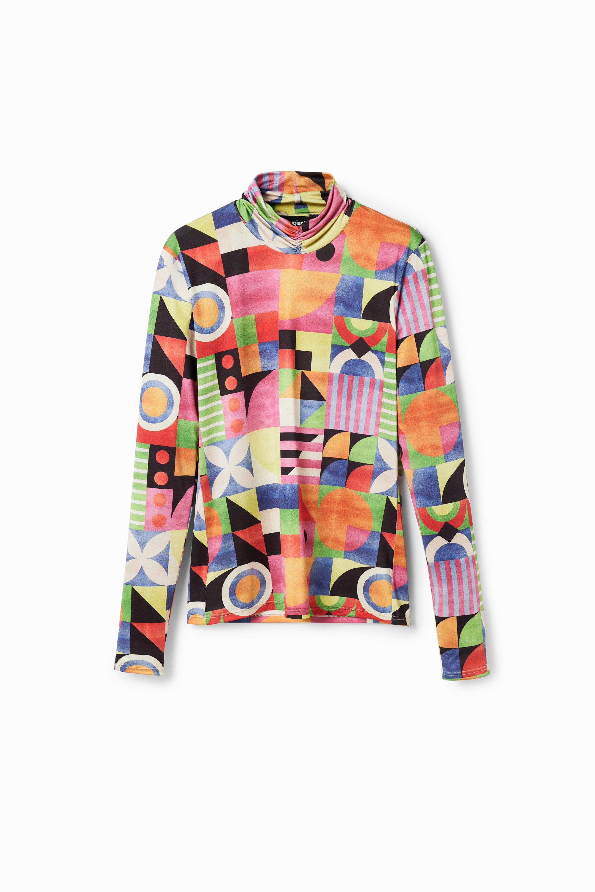 Geometric high-neck T-shirt