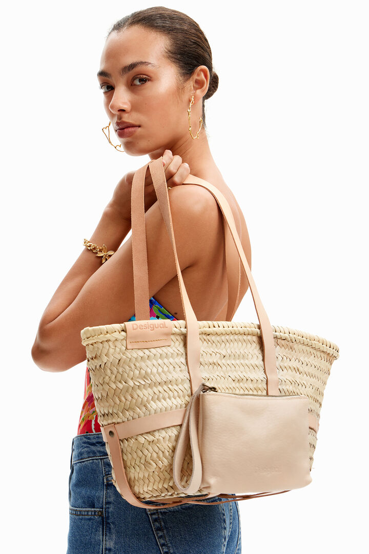 S leather wicker basket | Desigual