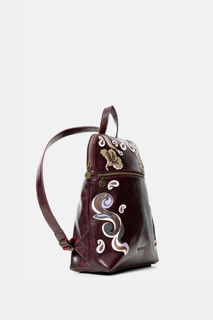 Zaino quadrato in similpelle ricamata | Desigual