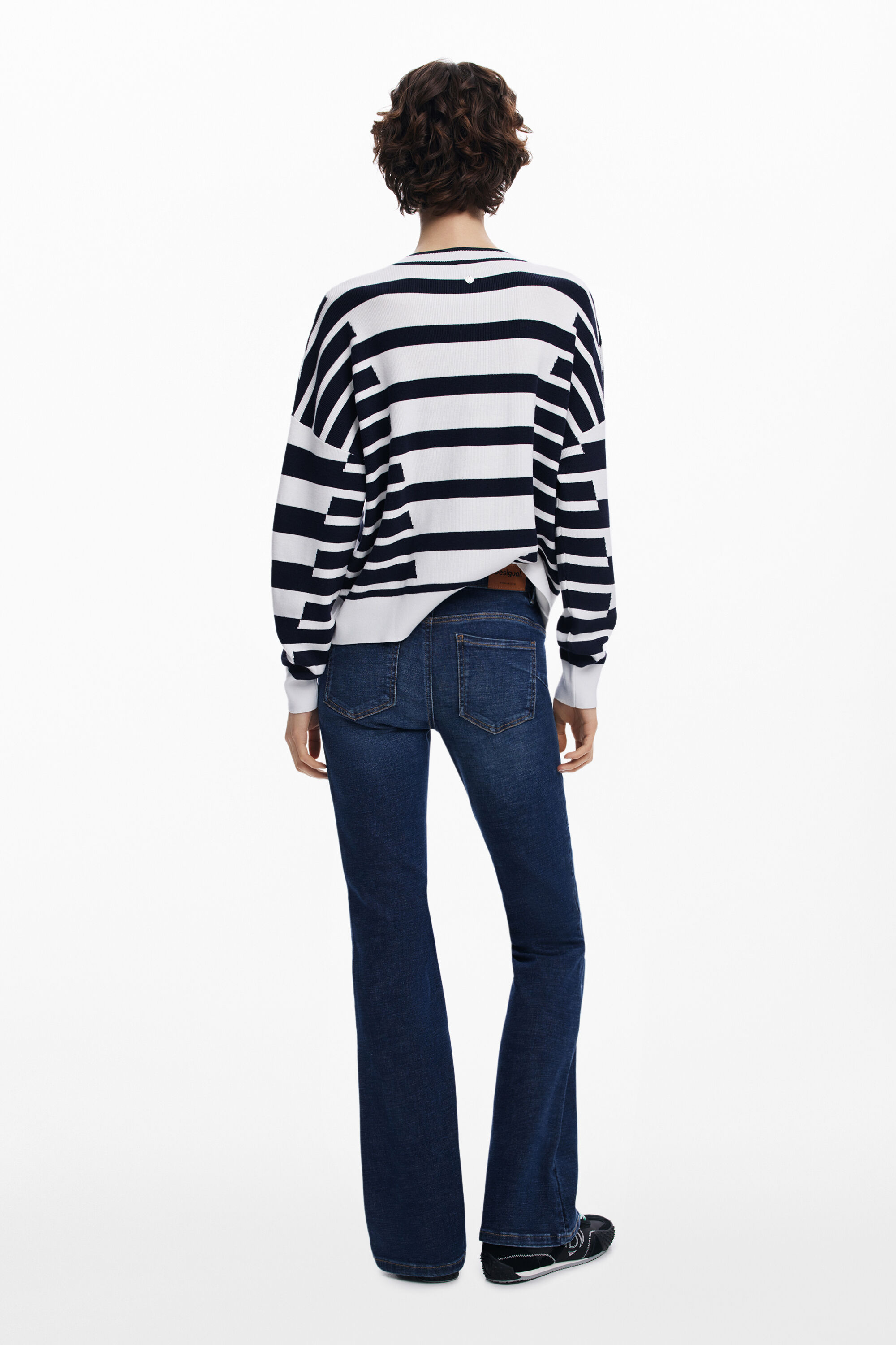 Desigual Asymmetric Stripe Sweatshirt In White