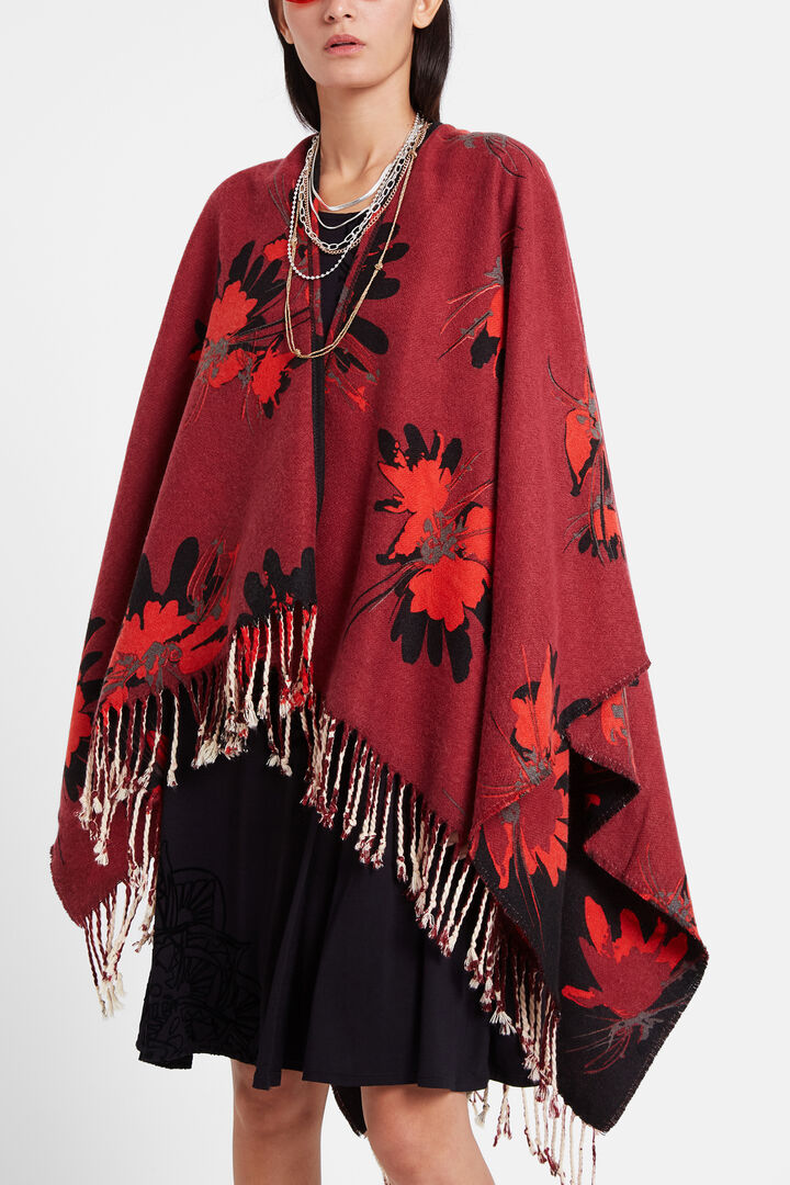 Reversible floral poncho | Desigual