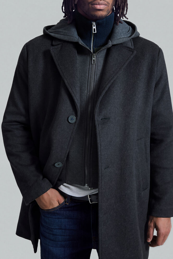 manteau en laine boutonn&eacute;