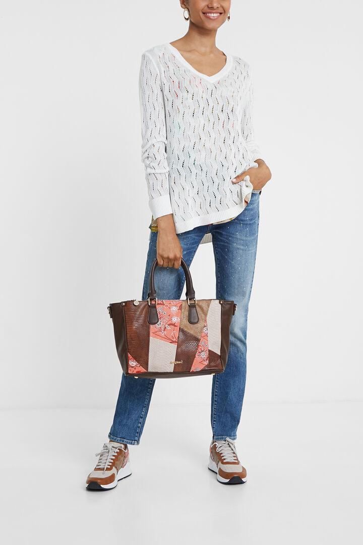Bolso patch floral y reptil | Desigual