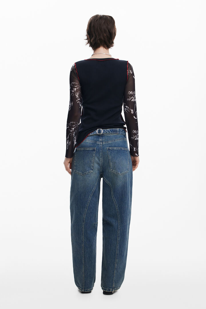 T-Shirt mit Lettering-Ärmeln | Desigual