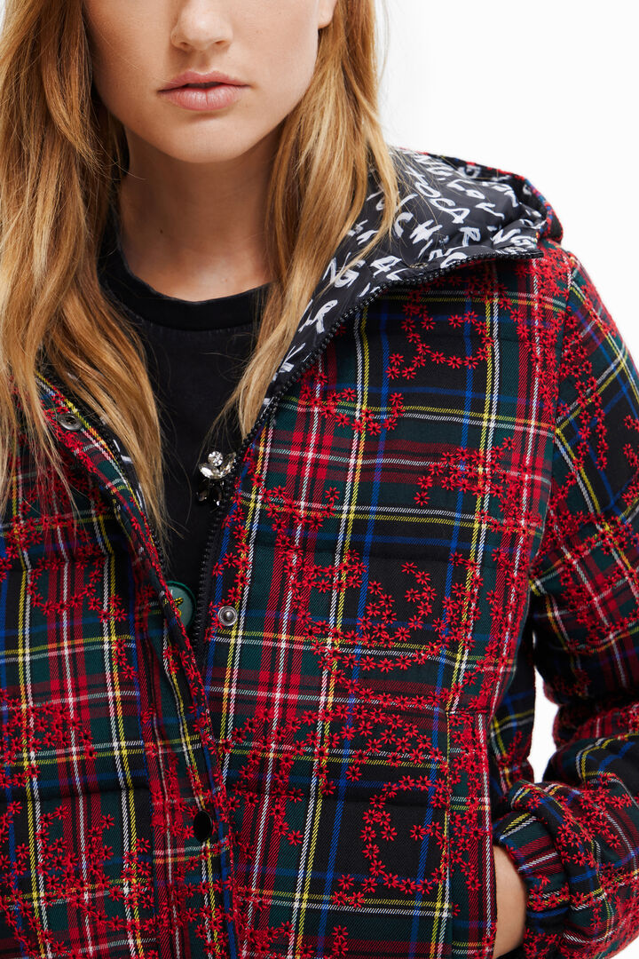 Short padded tartan jacket | Desigual