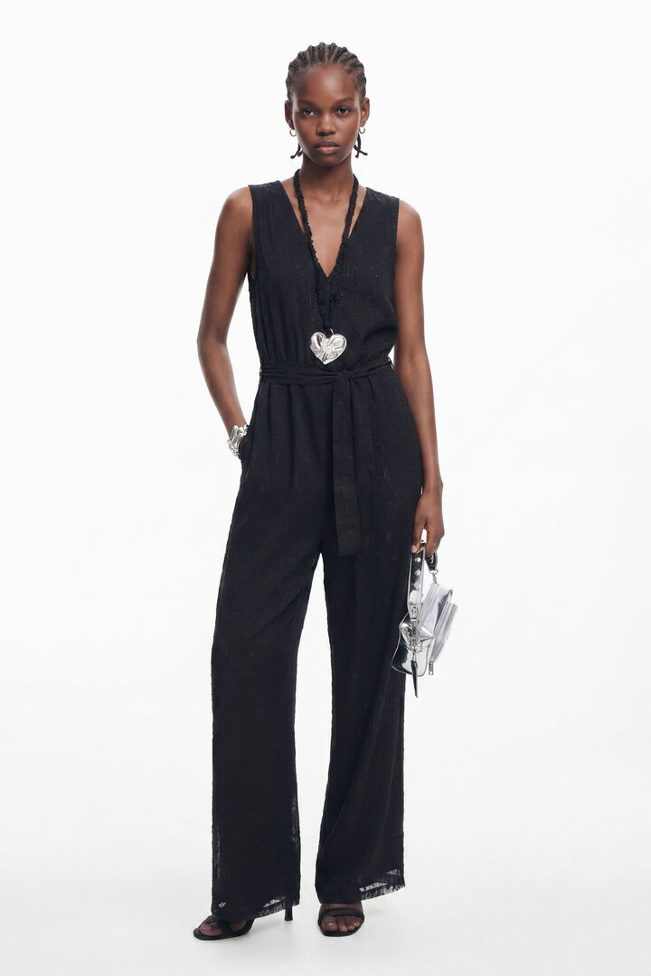 Glanzende jumpsuit met riem
