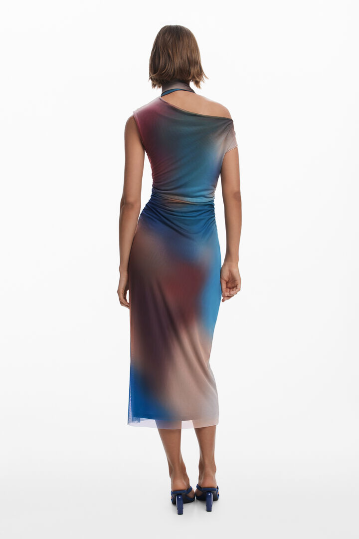 Draped dress with irregular neckline | Desigual