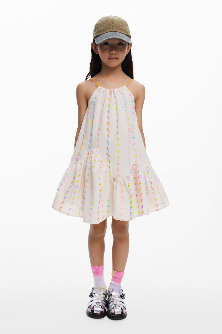 Dress with straps and pompoms | Desigual