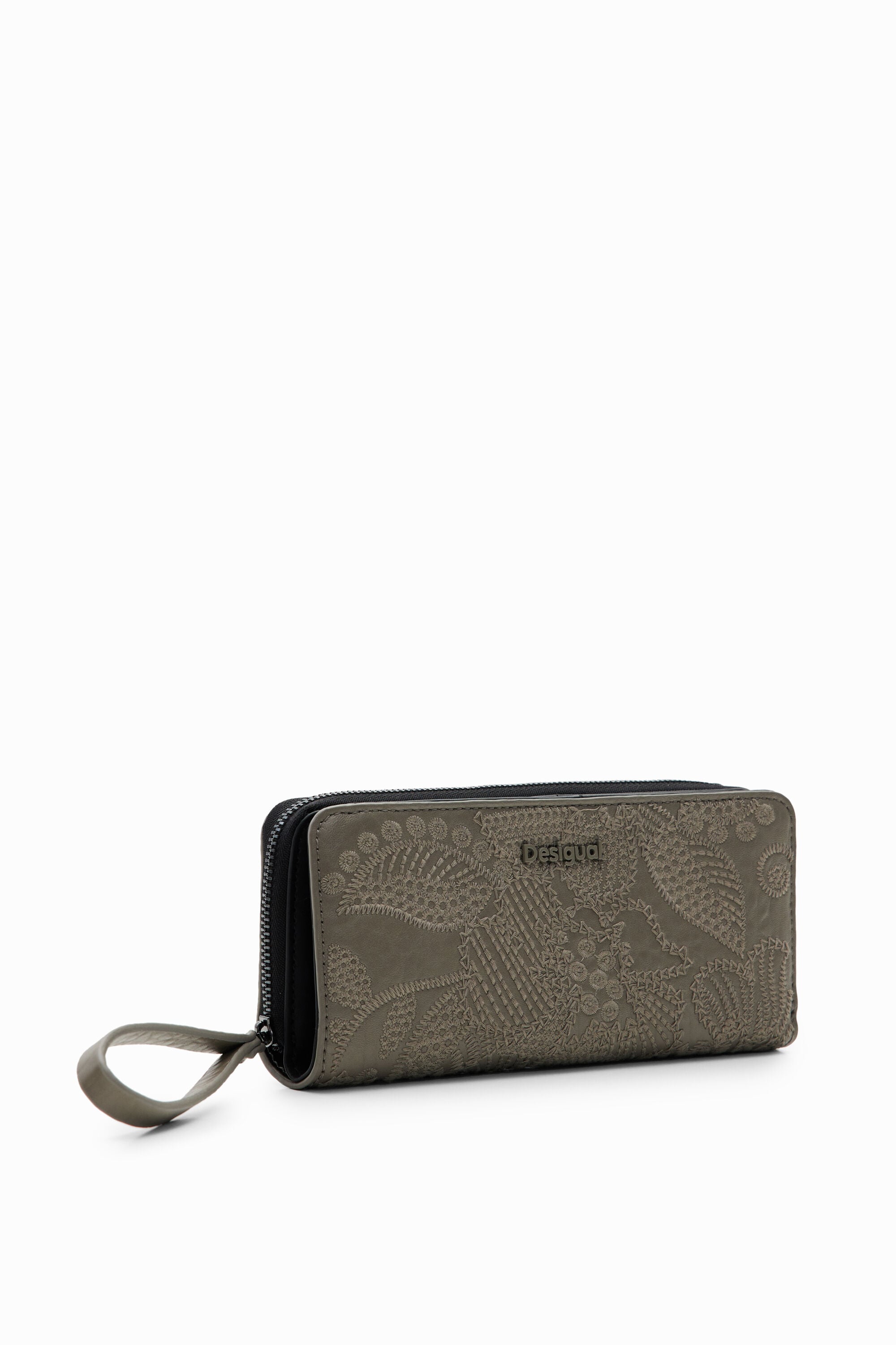 Cartera grande bordado flores - BLACK - U