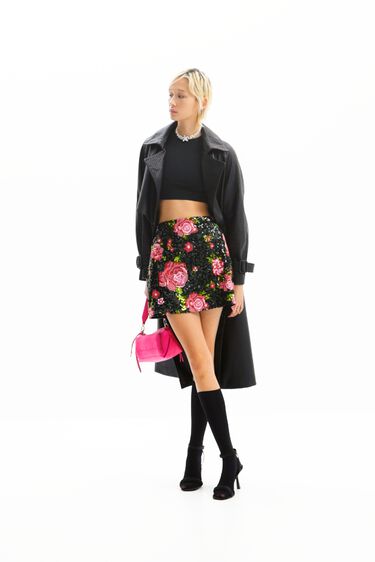 Minifalda rosas lentejuelas M. Christian Lacroix | Desigual