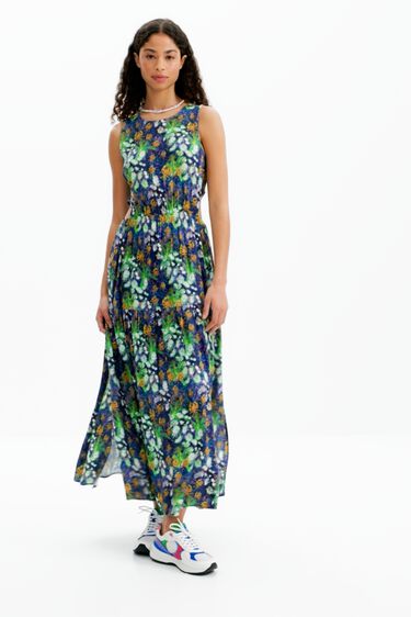 שמלת מקסי cut-out בהדפס טבע לנשים | Desigual