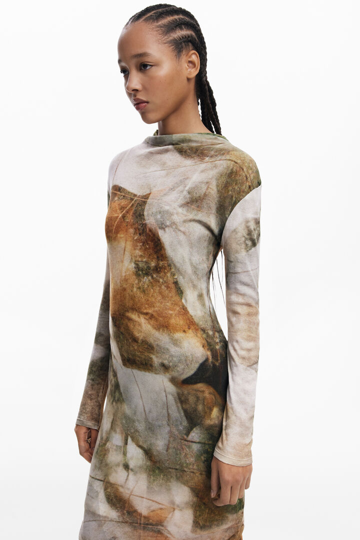 Vestido cuello chimenea | Desigual